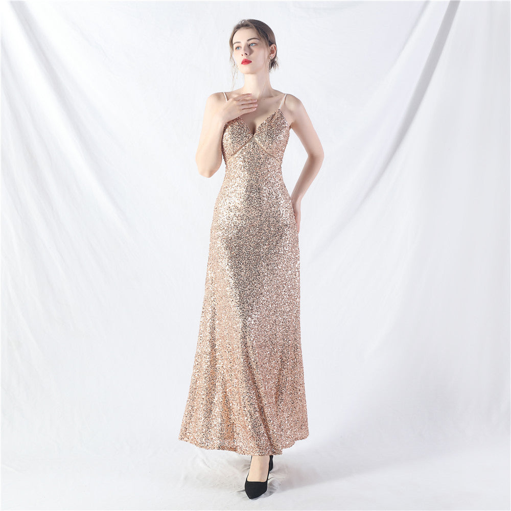 A line Large Hem Dress Daily Wearable Sequined Dress