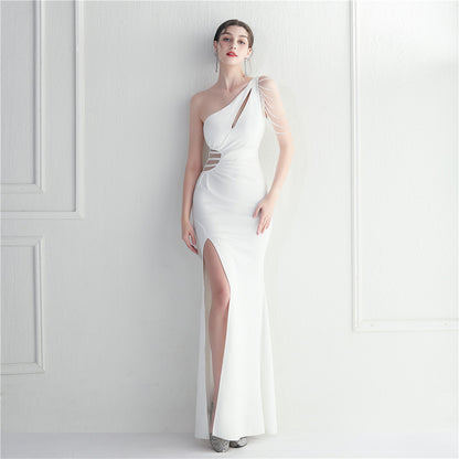 Beaded Rhinestone Bridesmaid Etiquette Celebration Welcome Long Slim Fit Sexy Dress Evening Dress