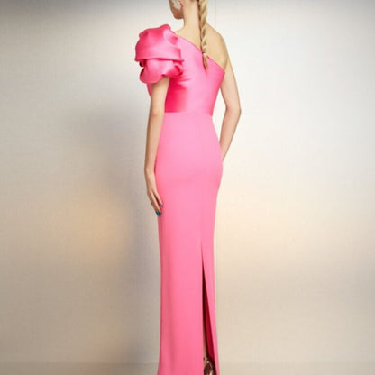 Robe longue bandage rose