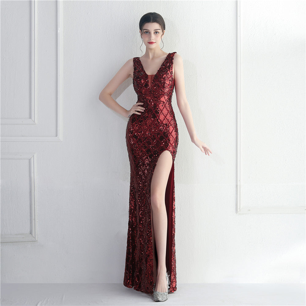 Dress Sexy Colorful Sequined Night Club Dress Long Evening Dress