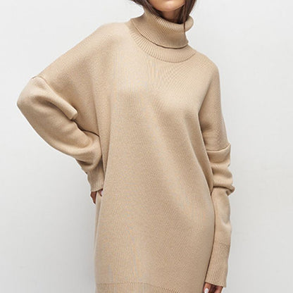 Pull à col roulé pour femme, mi-long, épais, manches longues, tricot russe, automne et hiver