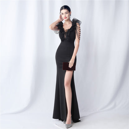 Heavy Industry Organza Wedding Dinner Annual Meeting Satin Evening Dress