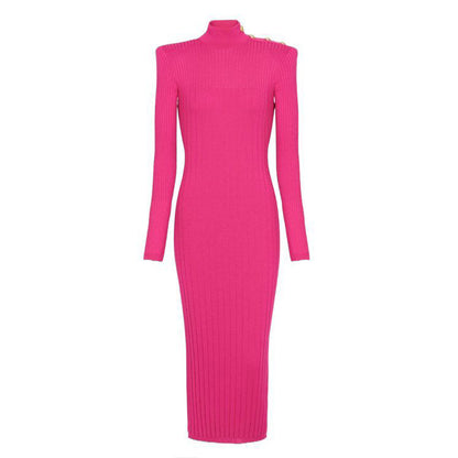 Spring Autumn High Quality Long Sleeved Knitted Dress Slim Fit Slimming Bottoming