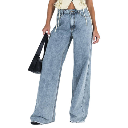 Denim Women Wear Supply Loose Casual Design Pantalons à jambes larges Pantalons en denim pour femmes Jeans