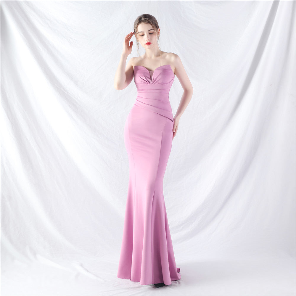 Craft Dress Sexy Off Shoulder Tube Top Satin Evening Dress