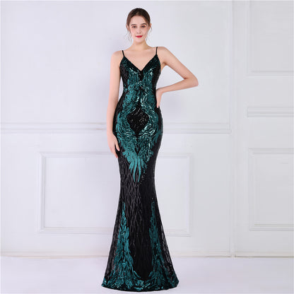 Robe de soirée à paillettes en queue de poisson pour célébrités sur Internet, activité de cocktail, modèle de voiture, étiquette