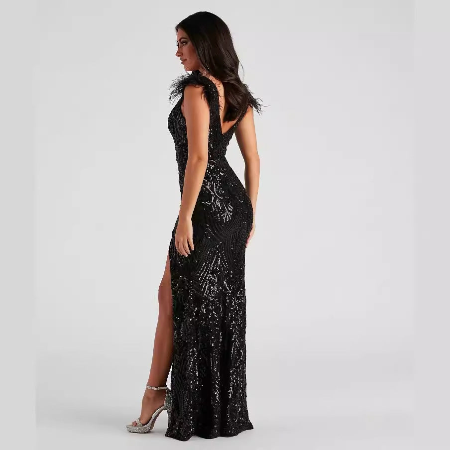 Summer Slim High Density Sequined Cocktail Evening Dress