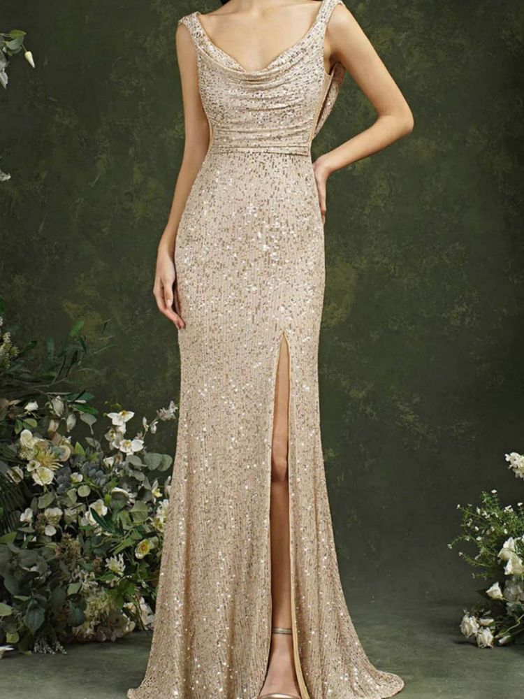 Dress Sexy Sleeveless Split Bridesmaid Dress Evening Gown Trailing