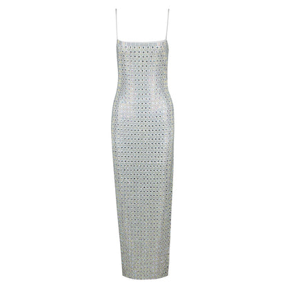 Summer Sexy Elegant Rhinestone Strap Long Bandage Dress High End Bandage Dress