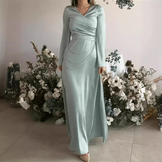 Women Spring Summer Chain Evening A Line Maxi Dress