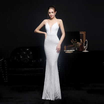 Sequined Fishtail Formal Dress Performance Etiquette Evening Dress Formal Gown