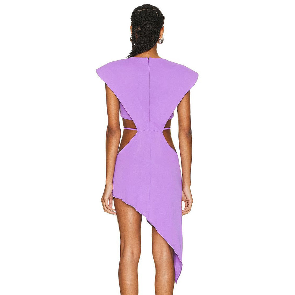 Sexy Hollow Out Cutout Irregular Asymmetric Bandage One Piece Dress Ladies Party Cocktail Dinner Suit