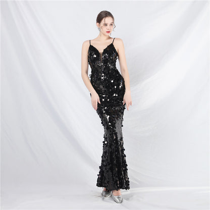 Women High End Strap Long Evening Dress