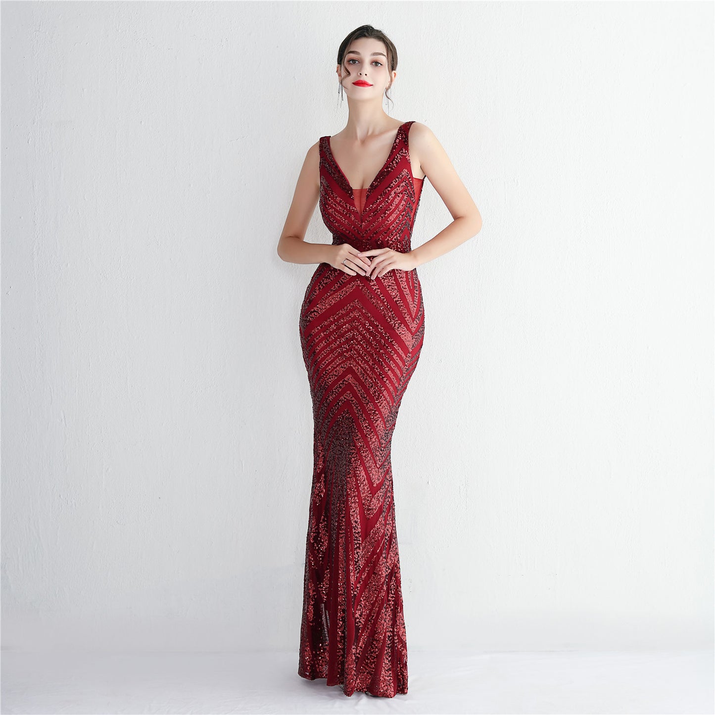 Positioning Floral Party Dress Long Cocktail Slim Fit Evening Dress Elegant Sequ Stunning