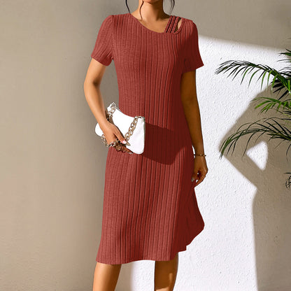 Women Solid Color Sexy Sexy Slit Slim Fit Hip Short Sleeve Dress Women