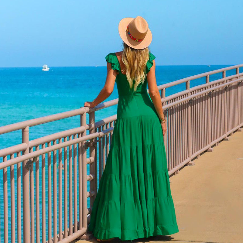 Ropa de mujer Verano Sexy Envuelto Pecho Sin espalda Expansión para vacaciones Vestido de playa