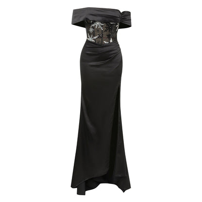 Robe bustier tubulaire sexy à paillettes, sans manches, coupe cintrée, dos nu, haut de gamme