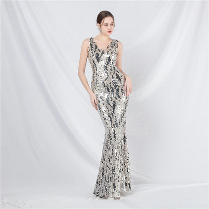 Design Colorful Sequin Long Evening Dress