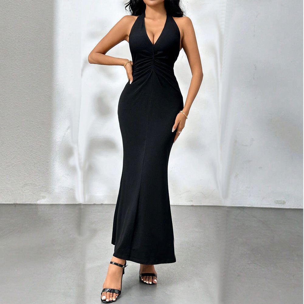 Robe longue de soirée sexy dos nu Robe de soirée élégante à col en V