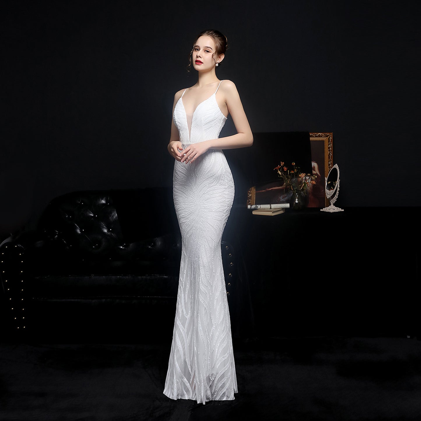 Sequined Fishtail Formal Dress Performance Etiquette Evening Dress Formal Gown