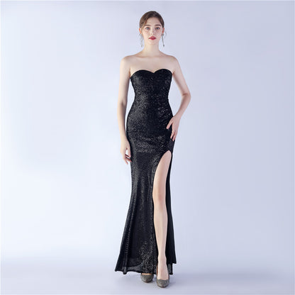 Heavy Industry Shrink Fold Wrinkle Craft Simple Retro Tube Top Evening Dress