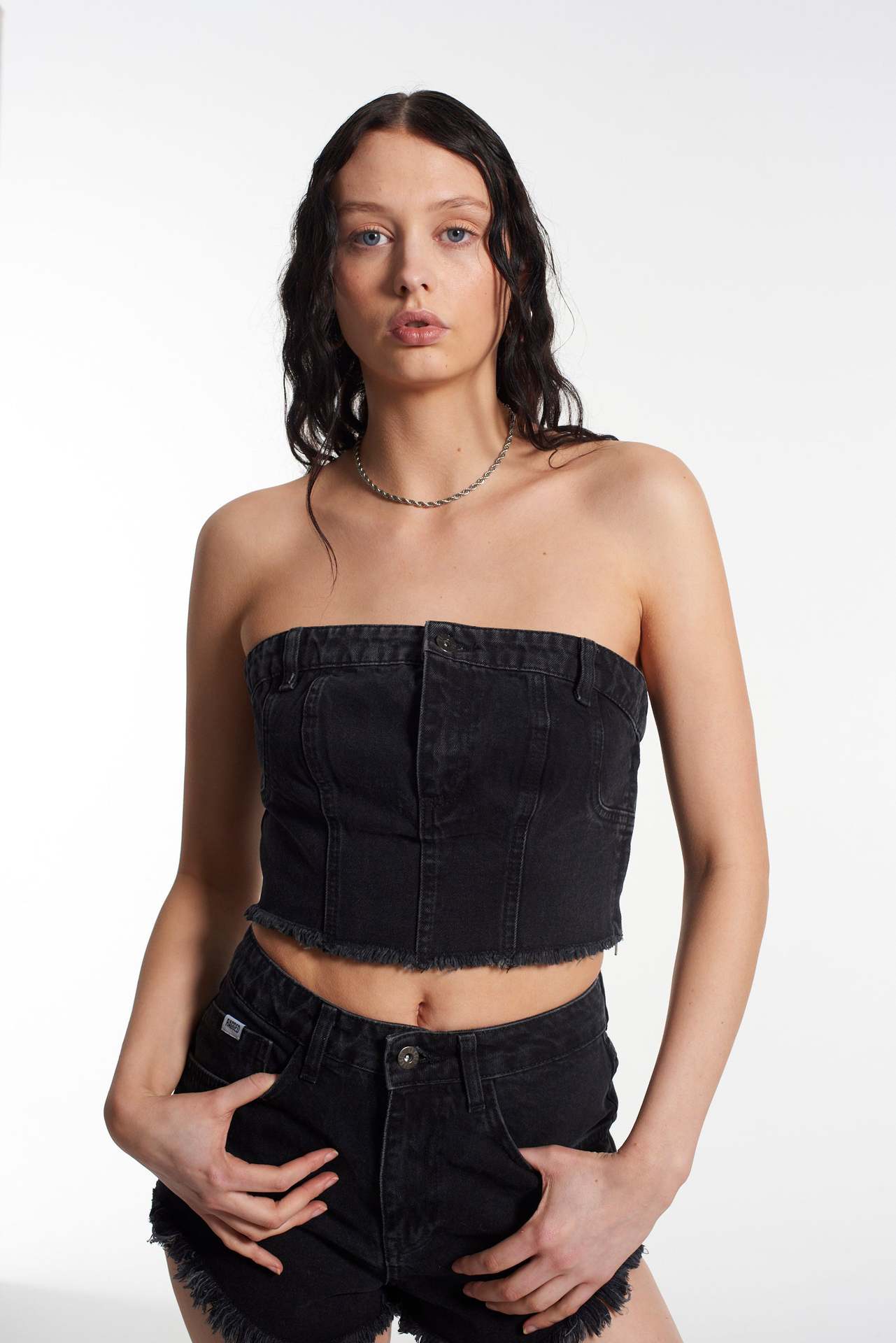 Haut tube en jean slim femme