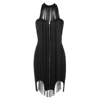 Dress Simple Sexy Halter Tube Top Backless Irregular Asymmetric Slim Fit Dress