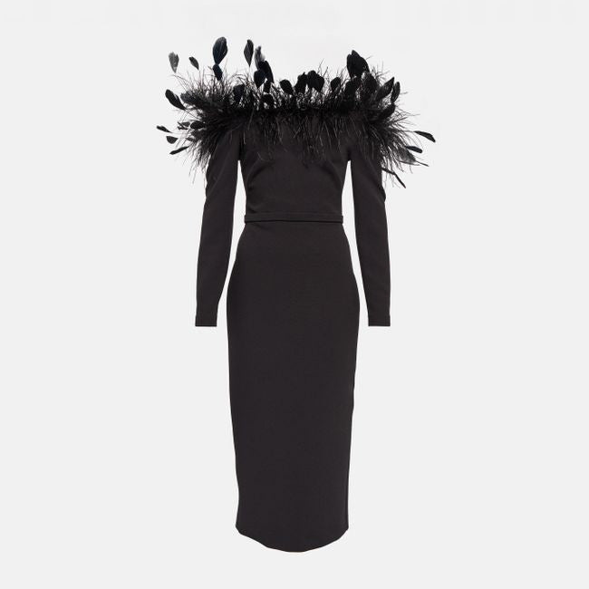 Robe de soirée sexy à bandes de plumes, dos nu, manches longues, robe formelle