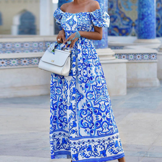 Robe imprimée bohème à col rond pour femmes, vêtements de printemps