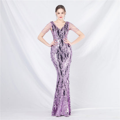 Heavy Industry Beads Long Beaded Dress Evening Dress