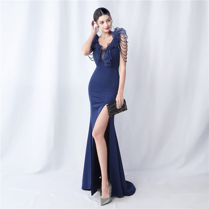 Heavy Industry Organza Wedding Dinner Annual Meeting Satin Evening Dress