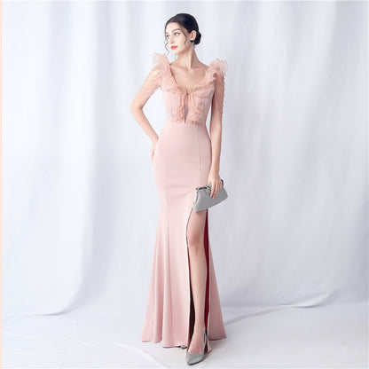 Heavy Industry Organza Wedding Dinner Annual Meeting Satin Evening Dress