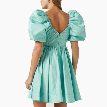 Robe courte d'été élégante et sexy à la mode pour femmes, décolleté en V profond, manches bouffantes, de haute qualité