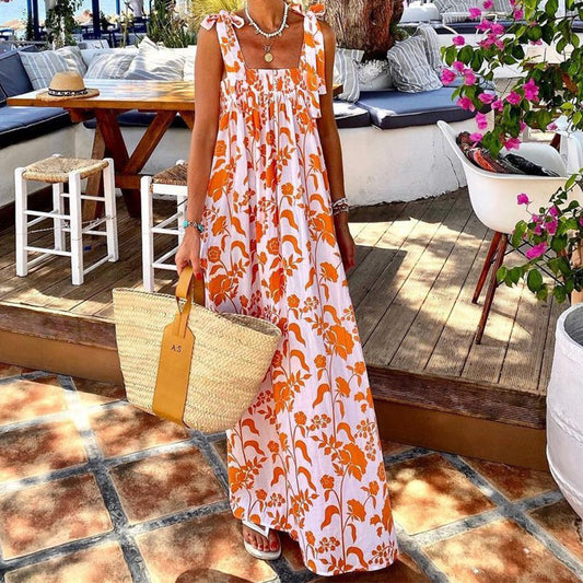 Vêtements d'été pour femmes, robe à bretelles Spaghetti, imprimé floral, feuilles