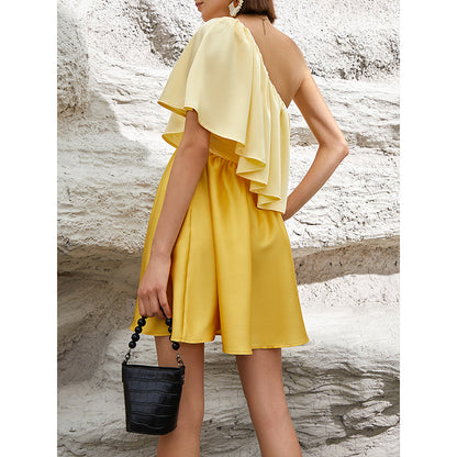 Irregular Asymmetric Design Tube Top Dress Casual Vacation Short Dress