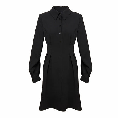 Vestido de mujer Element Spring Autumn A Line con cintura controlada Hepburn Vestido negro corto