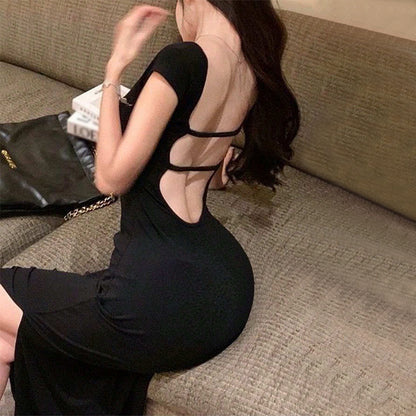 Women Sexy Big Backless Party Slim Slimming Sheath Dress