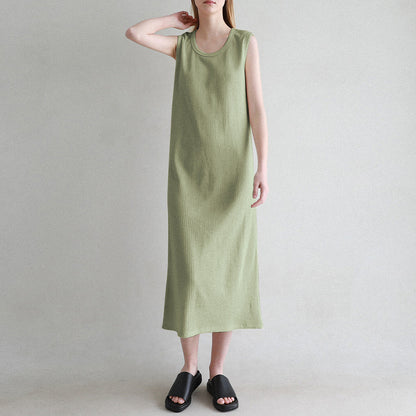 Sleeveless Dress French Waffle Texture Skin Friendly Vest Dress Simple Thin A line Maxi Dress Women Clothing