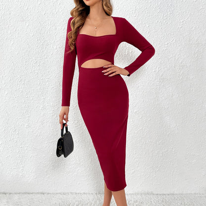 Sexy Sexy Design Waist Hollow Out Cutout Figure Flattering Side Slit Hip Dress