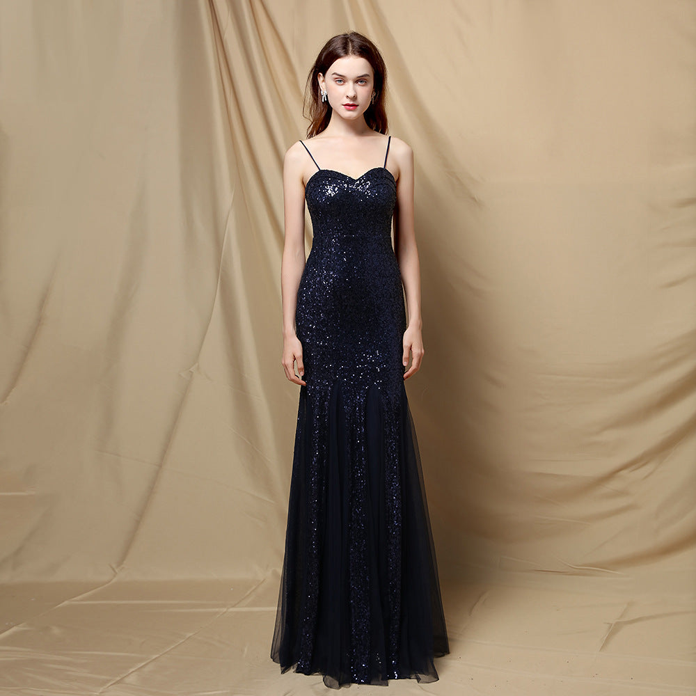 Women Dress Bride Long Sling Dinner Slim Fit Fishtail Dress