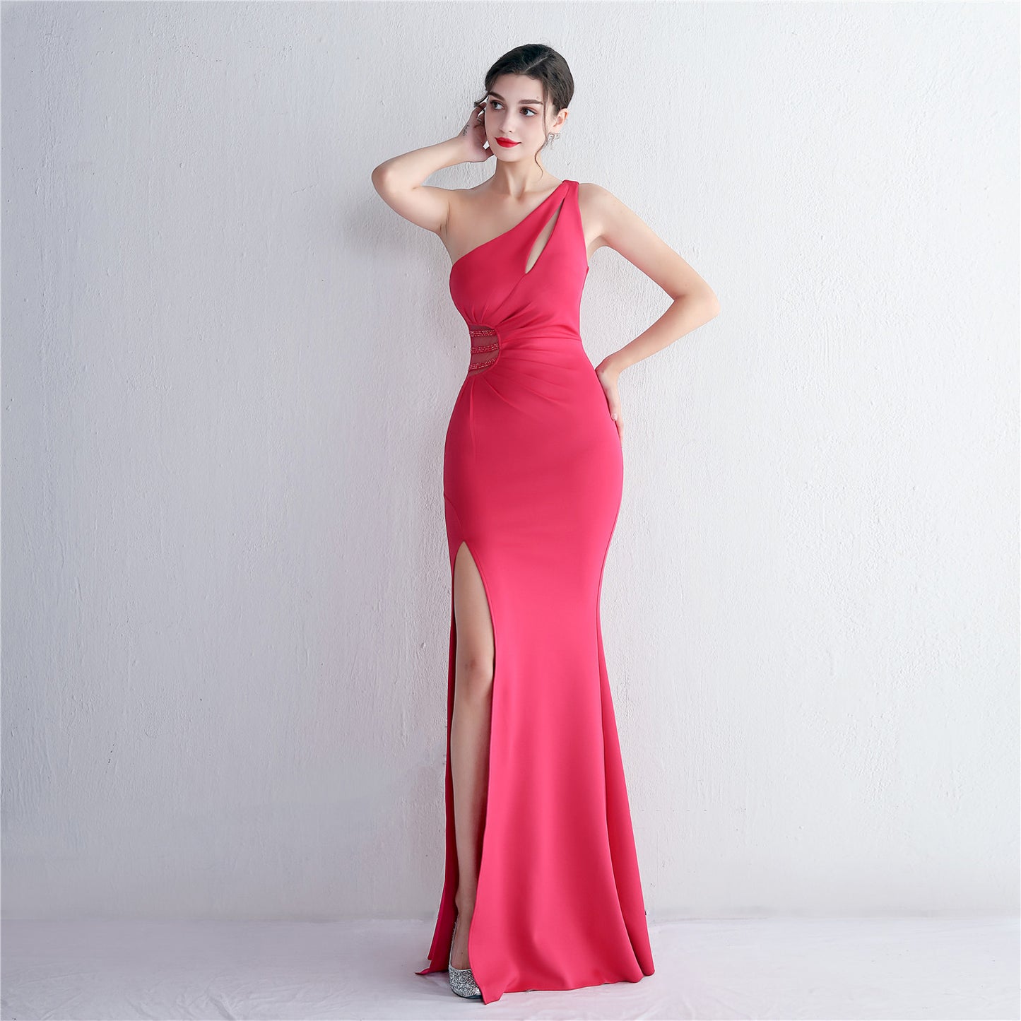 Folding Beaded Craft Toast Clothing Long Shoulder Appreciation Dinner Slim Fit Fishtail Wedding