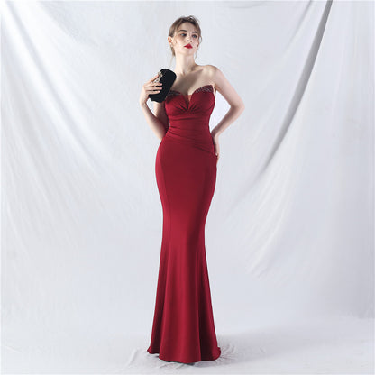 Satin Heavy Industry Beading Craft Dress