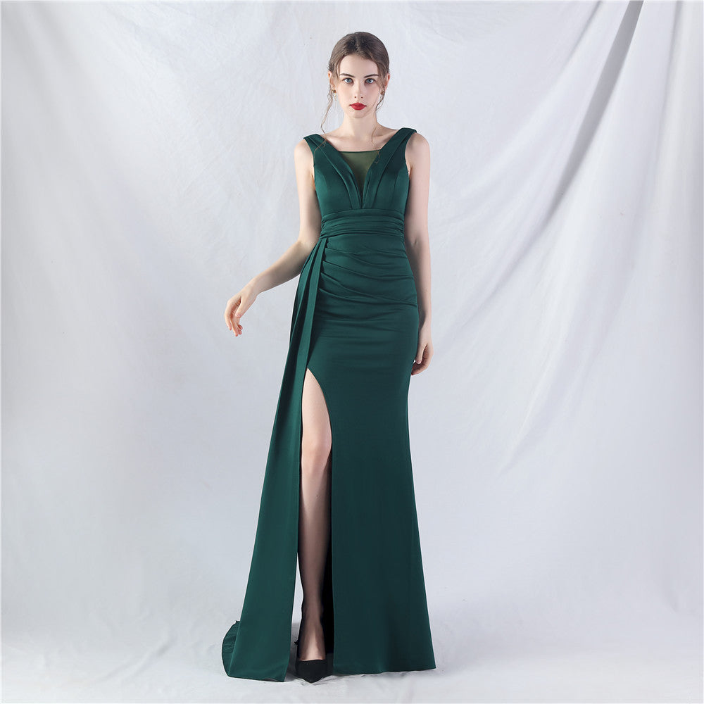 Available Folding Craft Satin Evening Dress