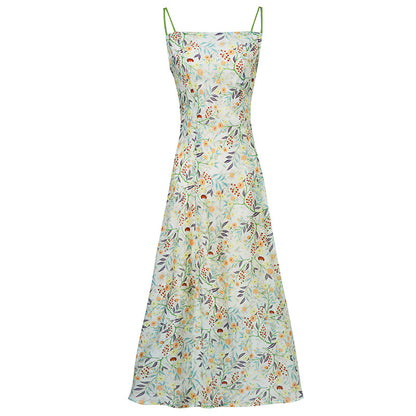 Vestido floral de verano con tirantes, elegante, ajustado, adelgazante, para vacaciones, corte en A