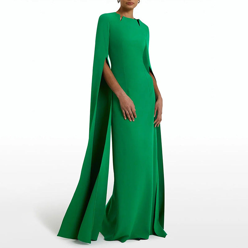 High End Socialite Elegant Design Hand Cut Solid Color Maxi Dress Dress for Women