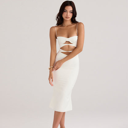 Robe d'été pour femme, tenue de soirée, amincissante, à la mode, en une étape, robe bandage pour femme