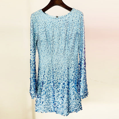 Goods Spring Summer Stars Slim Bell Sleeve Full Body Sequined Chiffon Dress