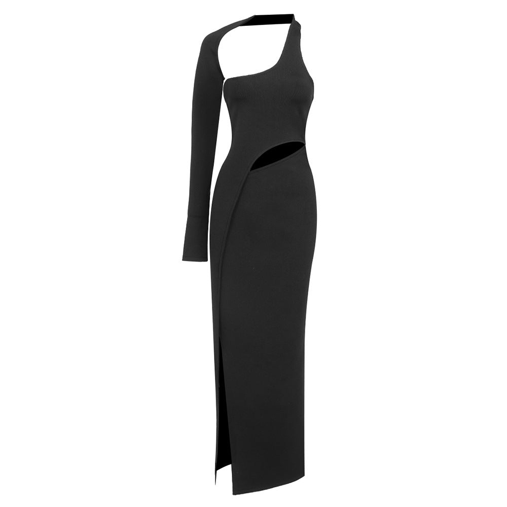 Design Single Sleeve Stretch Dress Bandage Dress Cropped Long Sleeve Sexy Maxi Dress