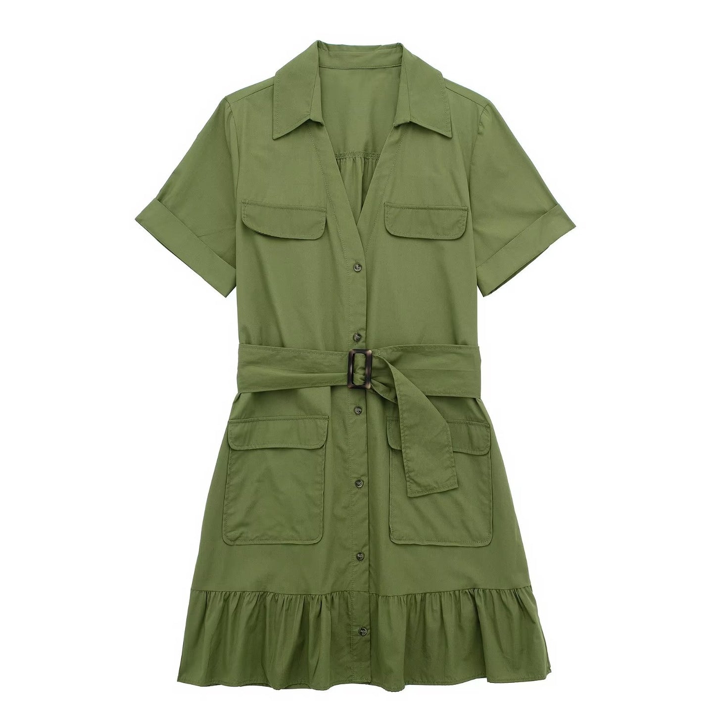 Robe en popeline Simple et gracieuse pour femmes, vêtements de printemps, avec ceinture