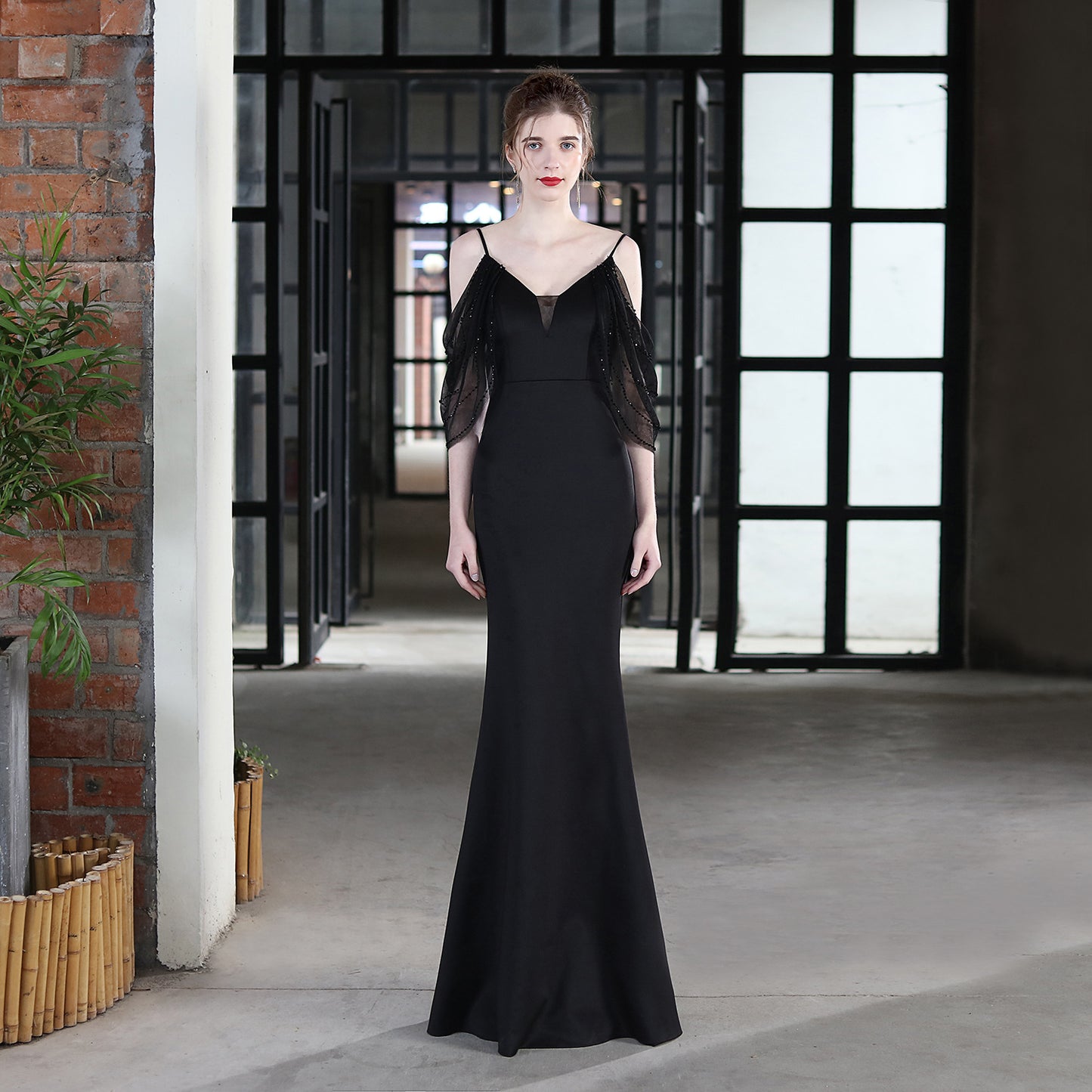 Wedding Toast Dress Bride Long Sling Appreciation Dinner Slim-Fit Fishtail Car Model Exhibition Dress Formal Gown